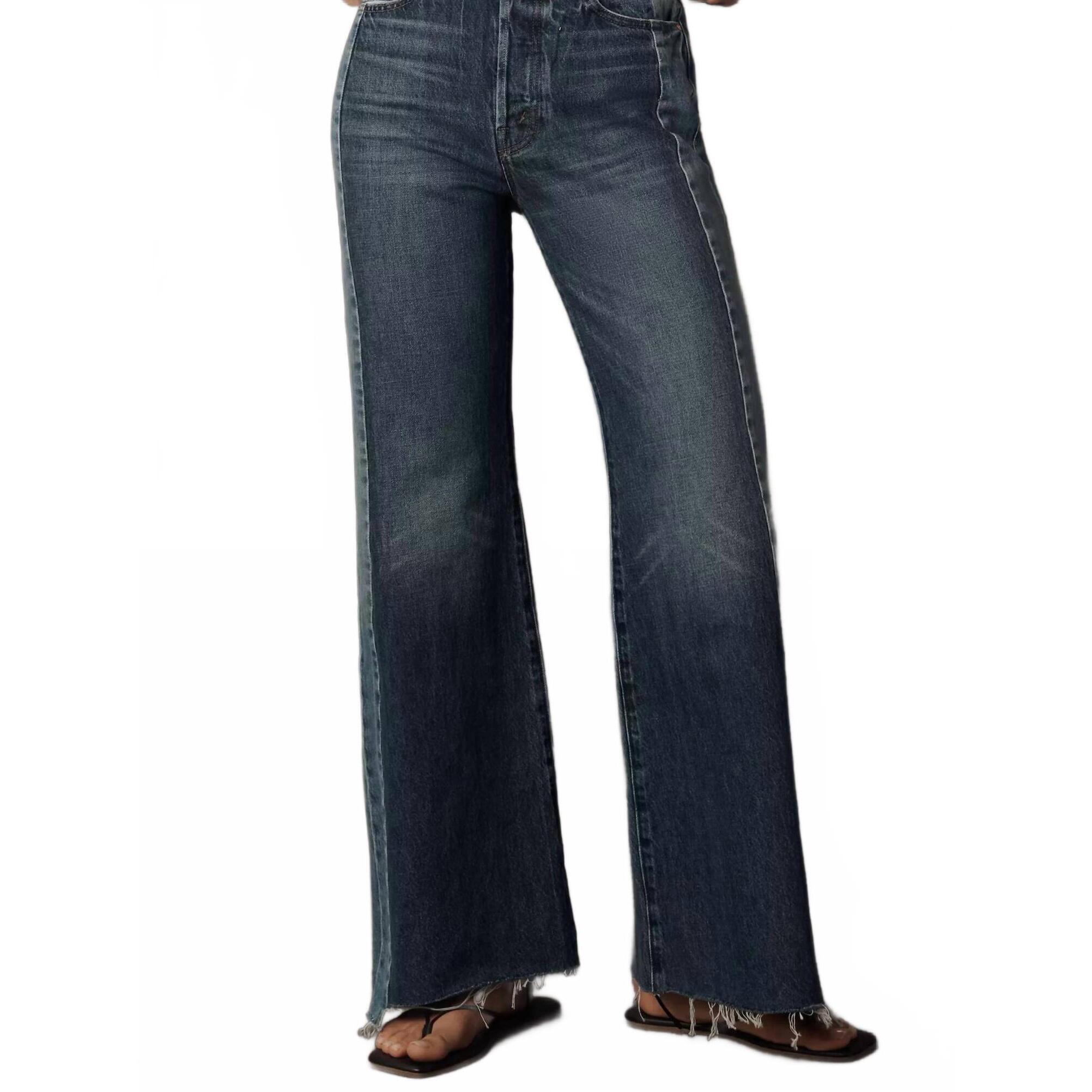 New Mother The Tux Sidestepper Sneak Fray Jeans In Double Take